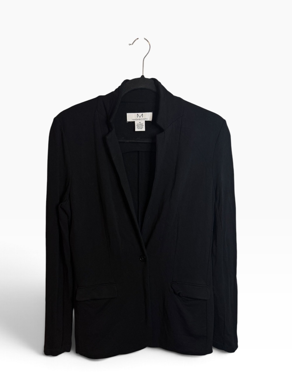 Magaschoni Black Jersey Knit Single Button Blazer